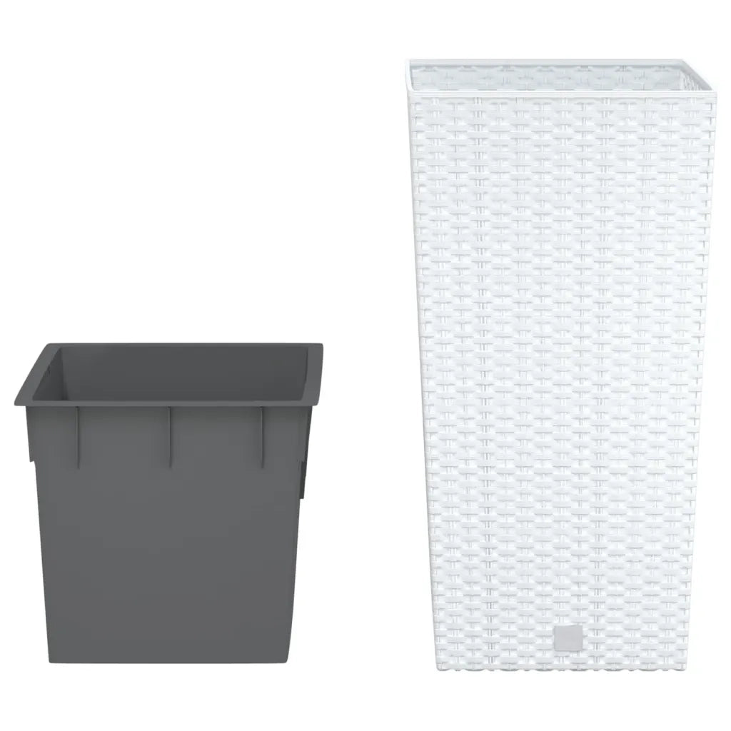 vidaXL Fioriera con Interno Rimovibile Bianca 11 / 26,5 L in PP Rattan
