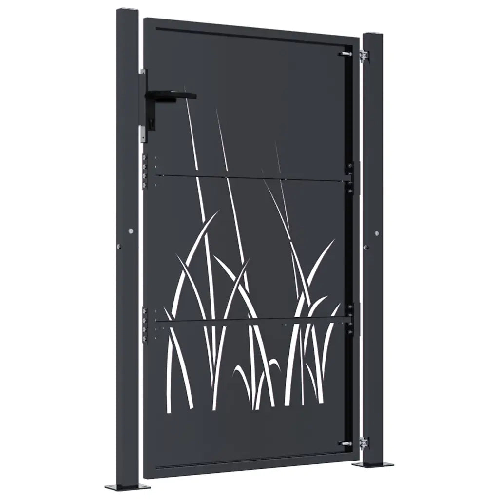 Cancello da giardino antracite 100x150 cm in acciaio design erba 153169