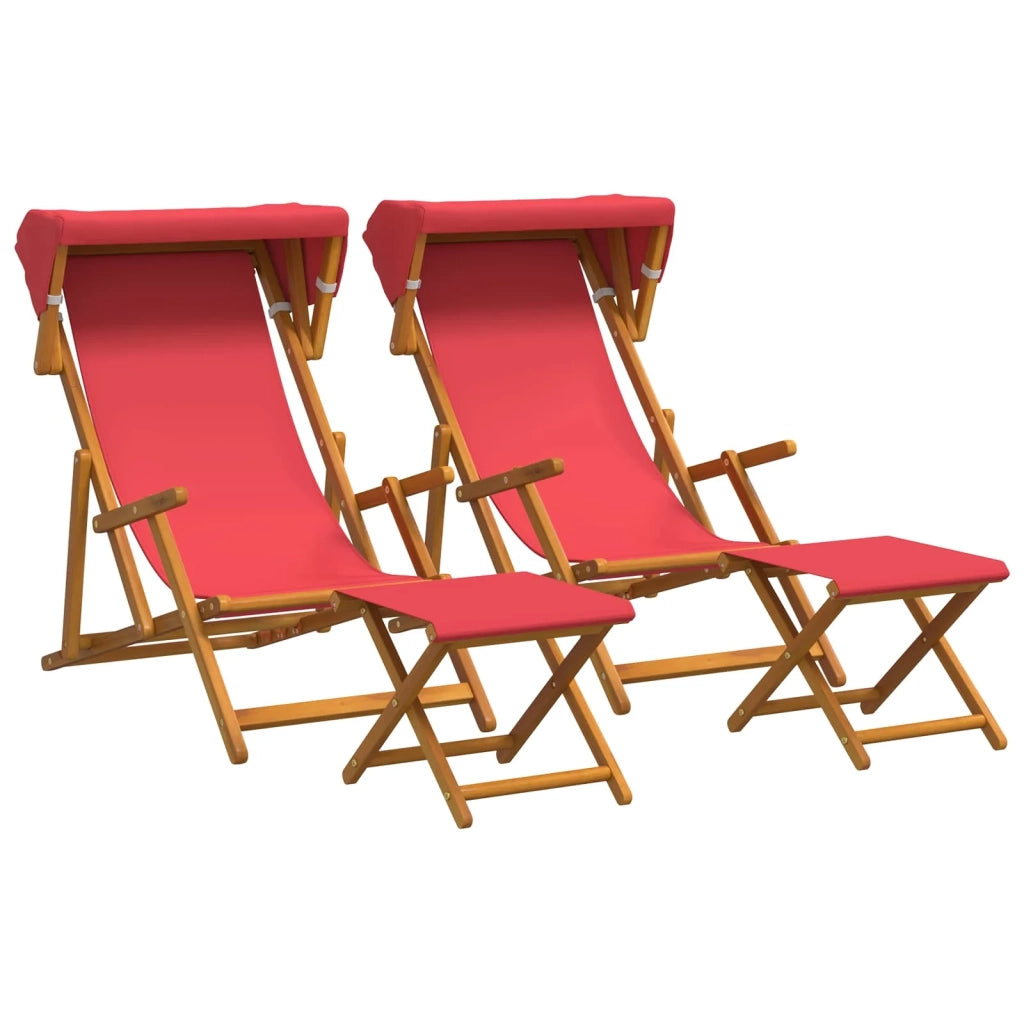 Lettino 4 pcs 3 Posizione Legno di Eucalipto Massello Rosso 3407796