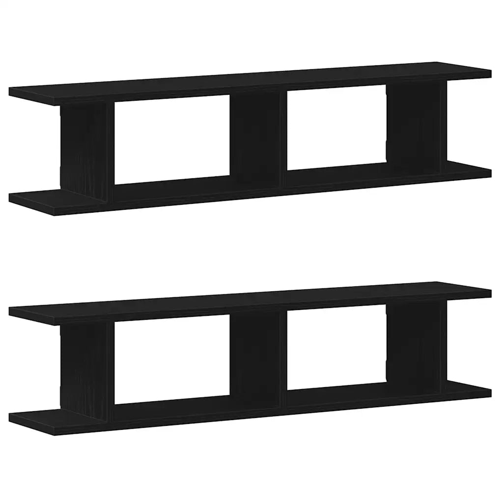 Mensole da Parete 2 pz Rovere Nero 90x18x20 cm in Truciolato