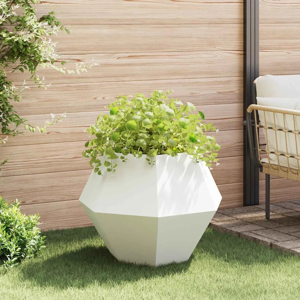 2 pz Fioriera | Cassetta per fiori | Vaso Bianco 75 x 75 x 60 cm Acciaio