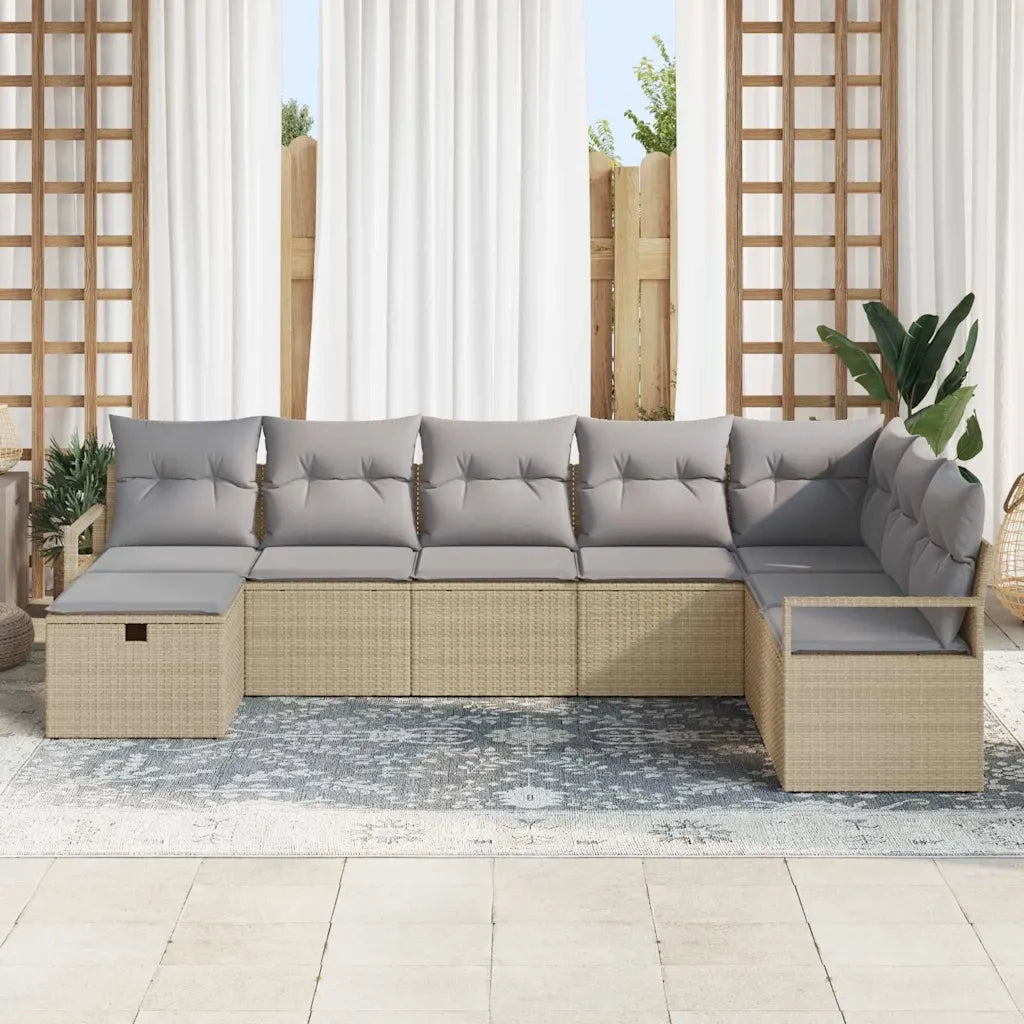Set di divani 8 pcs Beige e Grigio Chiaro polyrattan 3359229