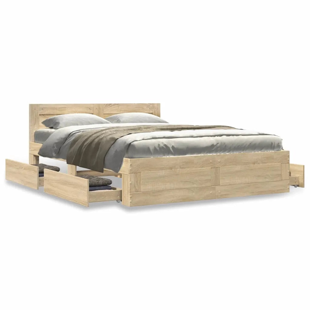 Letto matrimoniale | Letto per adulti | Struttura del letto 2 pcs Sonoma 137 x 188 cm Legno multistrato