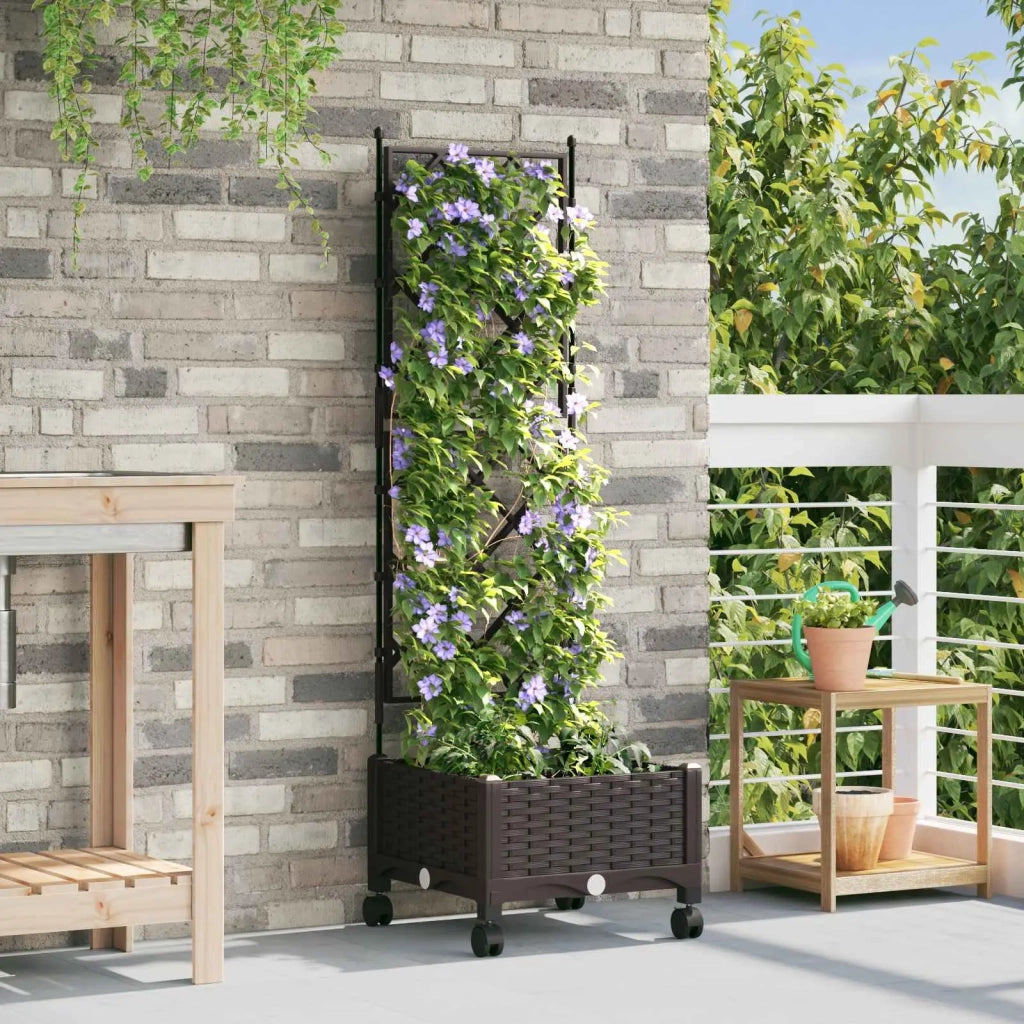 Vaso da giardino con grigliato e ruote Marrone PP 3422934