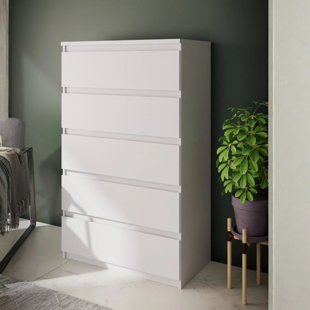 Cassettiera Morgan 5 cassetti bianco opaco – 77.2x42.2x128H