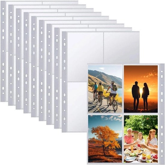 Set di 100 buste trasparenti con 4 contenitori per foto e cartoline, formato A4, ideale per la protezione delle foto e dei documenti