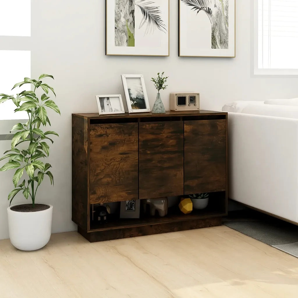 Credenza | Madia | Buffet da pranzo | Armadio da pranzo Rovere Fumo 97x31x75 cm in Truciolato