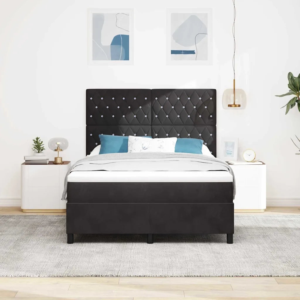 Letto a molle con materasso Nero 160 x 200 cm Tessuto 3339778