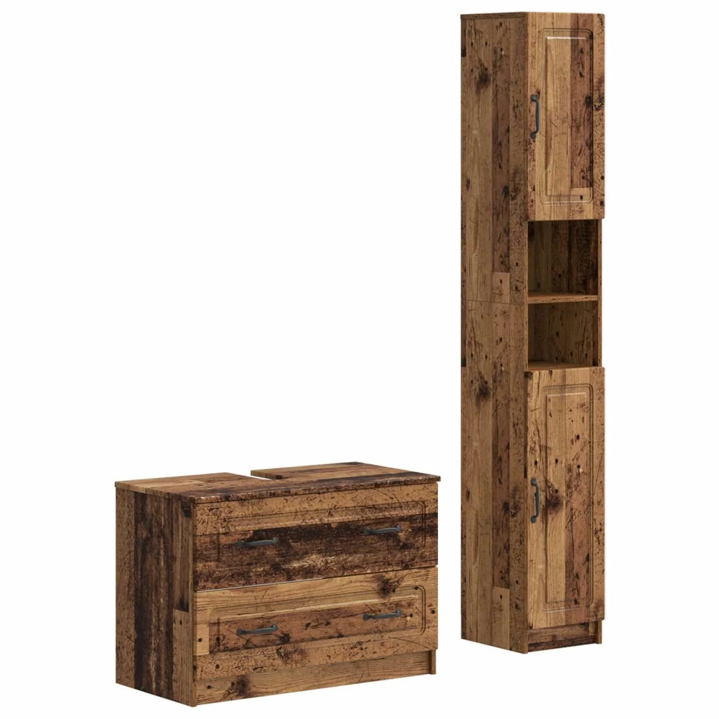 Set di Armadi da Bagno da 2 Pezzi UTRECHT Legno antico 3417574