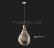 SOSPENSIONE BIANCO 1 LUCE VETRO GRANDE BRONZO 1193BI-SG-BR