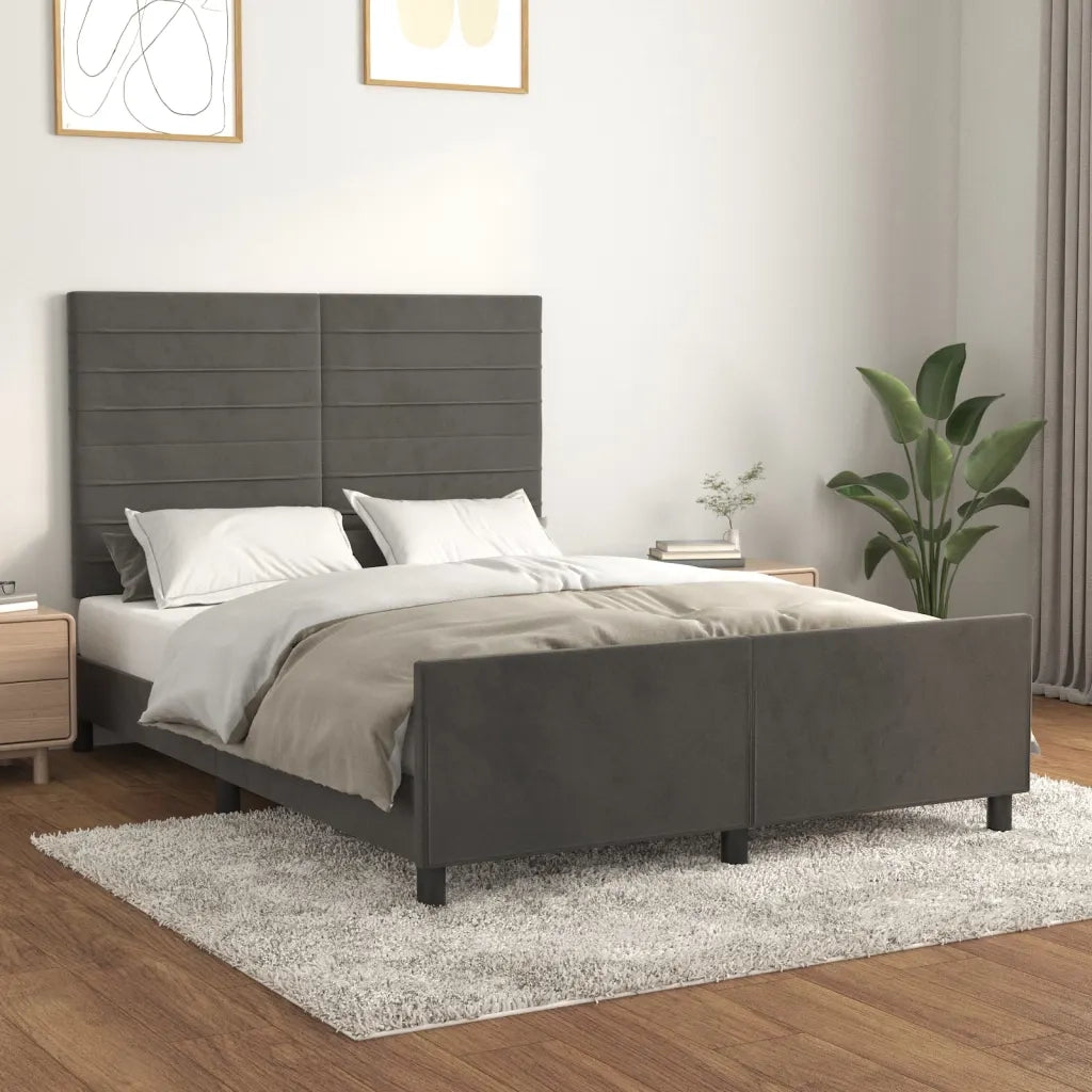 Giroletto senza Materasso Grigio Scuro 140x190 cm Velluto