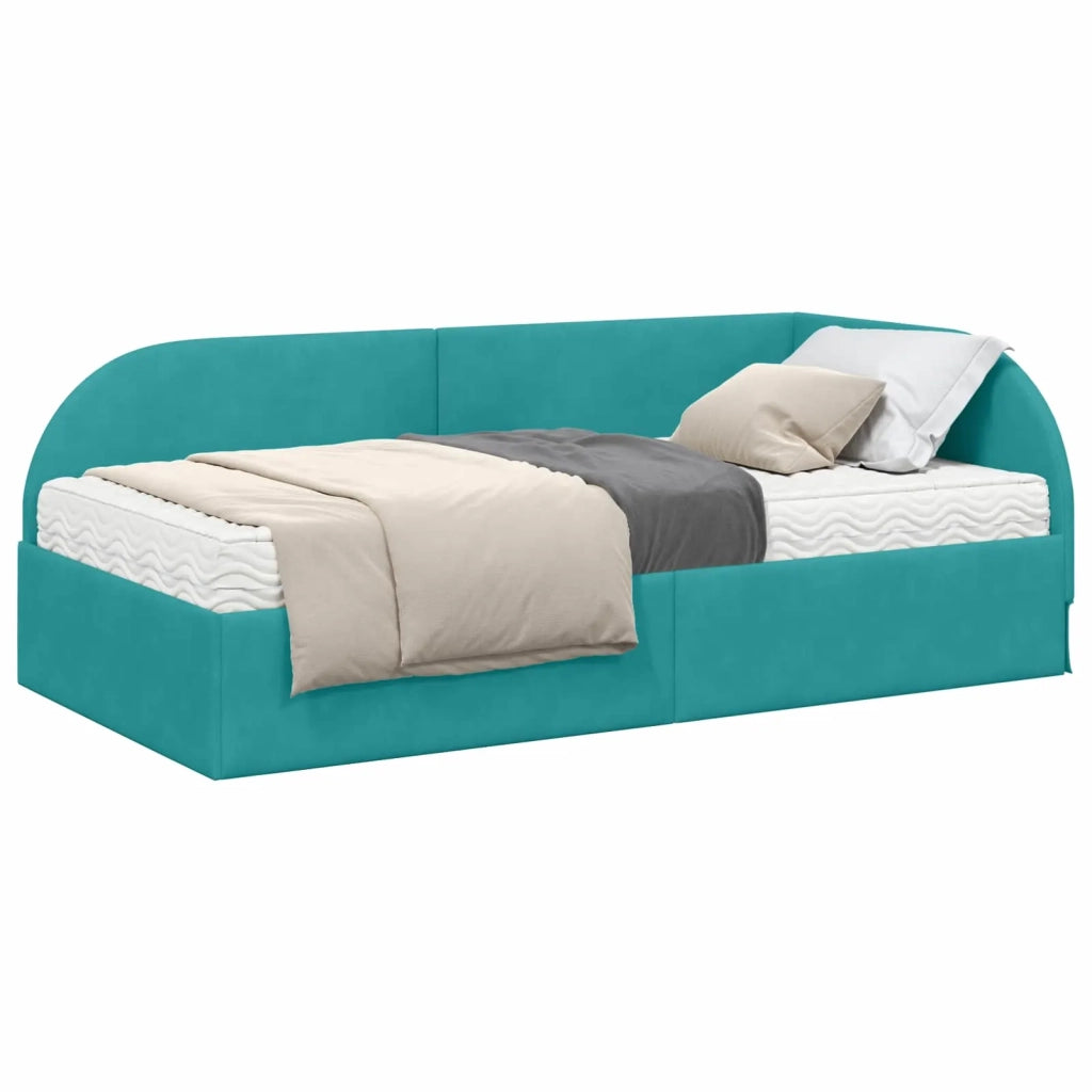 Struttura Letto Angolare con Materasso 2 pz-Giroletto con materasso Turchese Velluto 108906