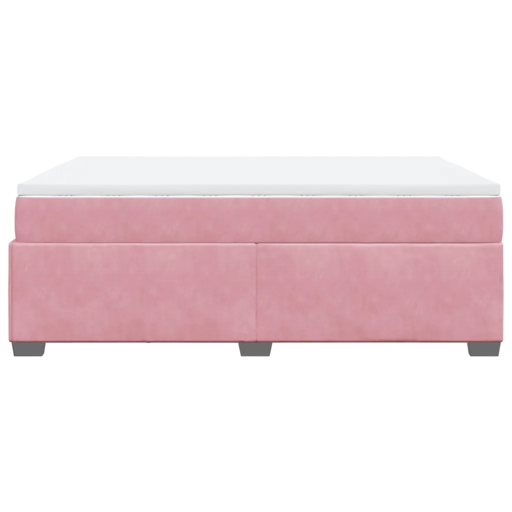 Giroletto a Molle con Materasso Rosa 160x200 cm in Velluto 3285298
