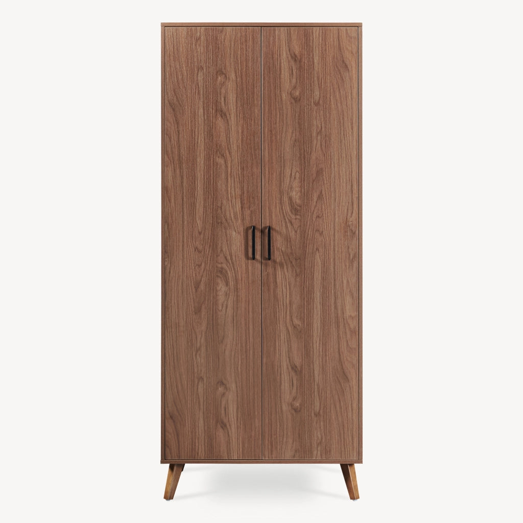 Armadio Guardaroba Norg con 2 Ante e 4 Scomparti 191x80x52 cm - Effetto Noce [en.casa]