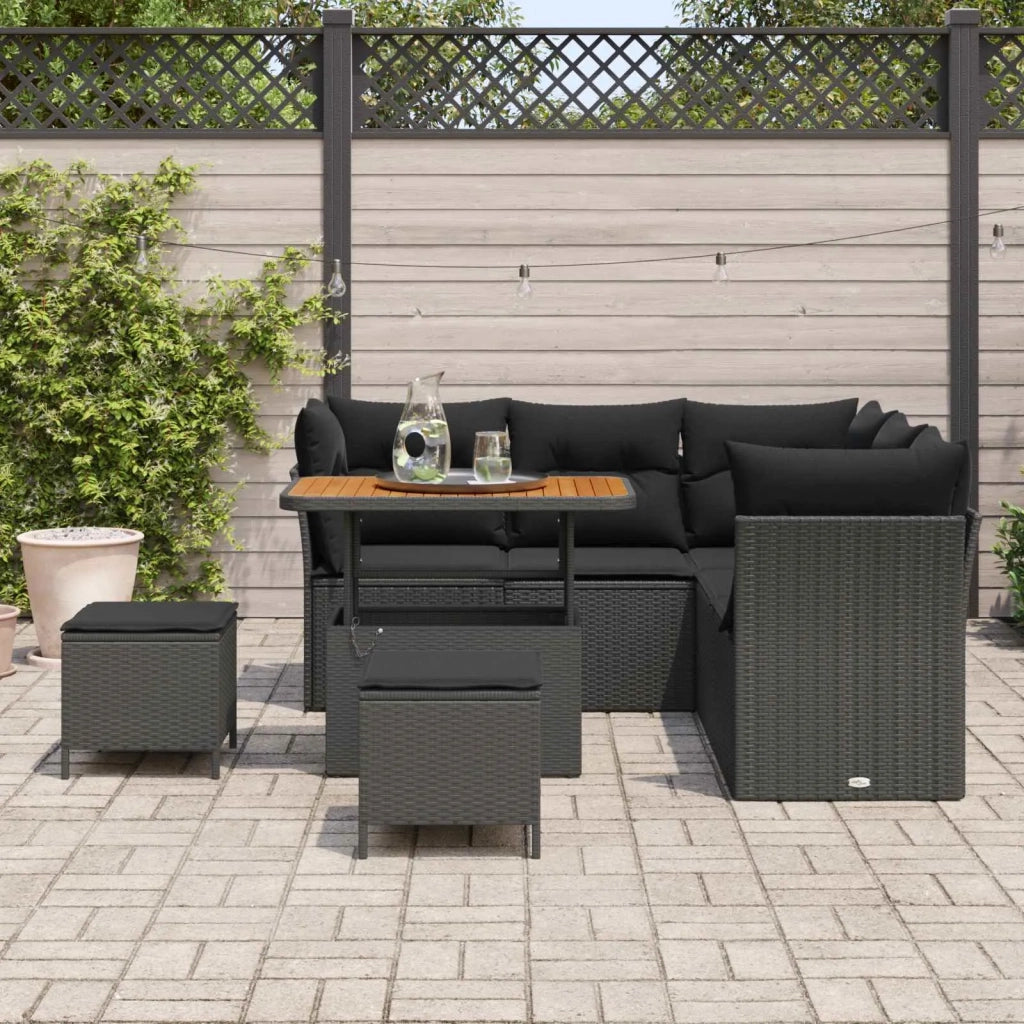 Set Divano da Giardino 8 pcs Nero polyrattan 3361484
