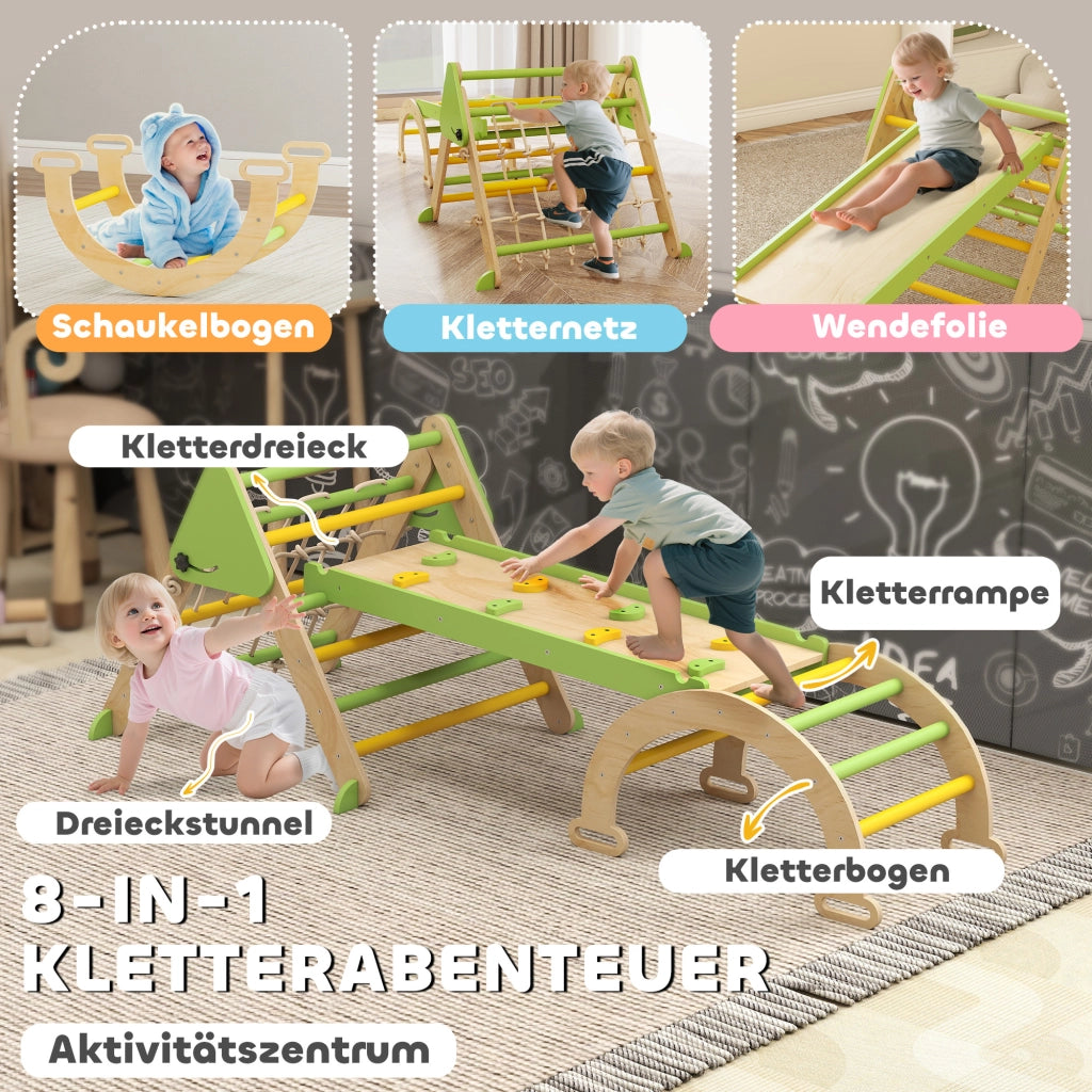 Gioco Montessori in Legno con Scivolo e Scala ¨C zephmum ¨C Verde