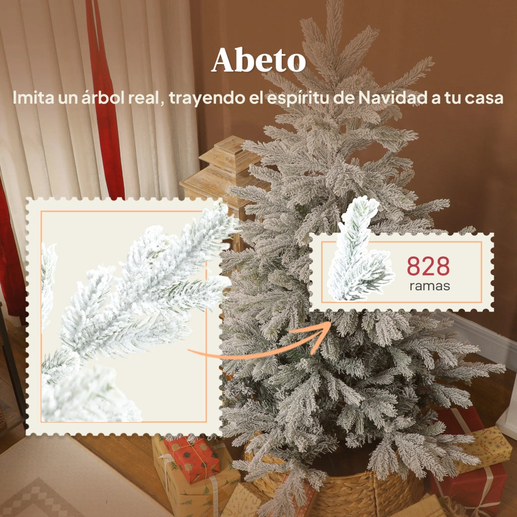 Albero di Natale Innevato 150 cm ¨C Xylo ¨C 828 Rami Base Pieghevole Facile Montaggio