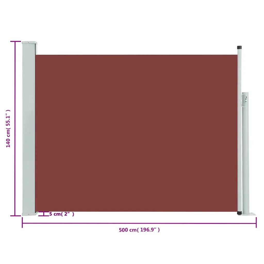 Tenda Laterale Retrattile per Patio 140x500 cm Marrone 48399