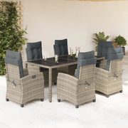 Set da Pranzo da Giardino 7 pz con Cuscini in Polyrattan Grigio 3212650