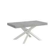 Tavolo allungabile 200/460x90 cm Volantis colore cemento gambe bianche