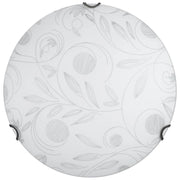 PLAFONIERA CLARA 2XE27 GANCI CROMO VETRO LASTRA BIANCO DECORATO GARDEN Ø40-P.11 CM