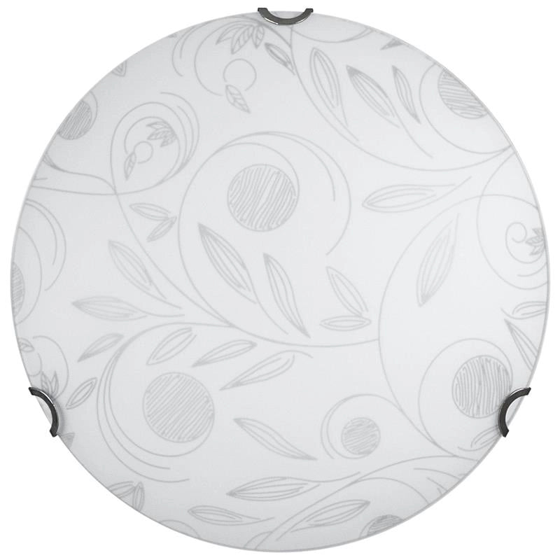 PLAFONIERA CLARA 2XE27 GANCI CROMO VETRO LASTRA BIANCO DECORATO GARDEN Ø40-P.11 CM