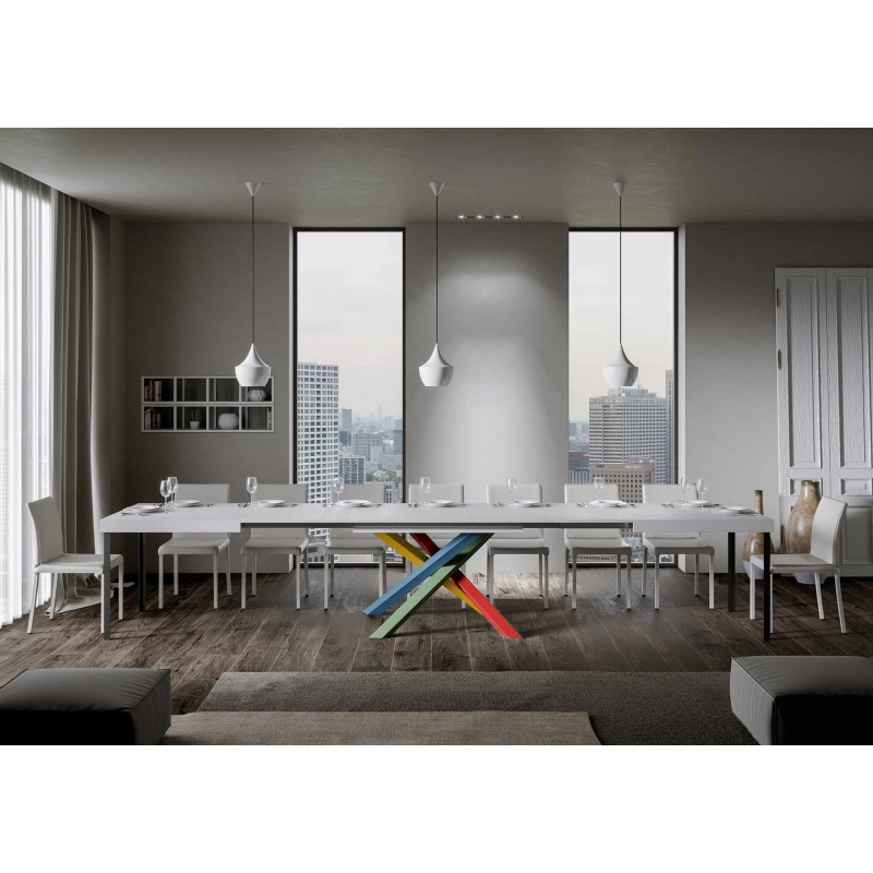 Tavolo allungabile 90x180/440 cm Volantis telaio gambe 4 colori (B) - Bianco Frassino