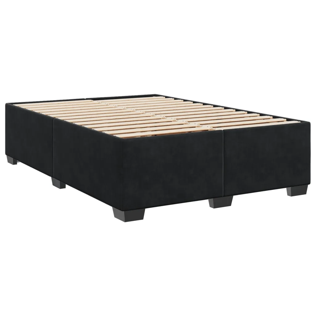 Giroletto a Molle con Materasso Nero 140x200 cm in Velluto
