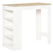 Tavolo da bar per 2 persone con scaffali ¨C zephmum ¨C bianco e legno naturale 115x50x102.7cm