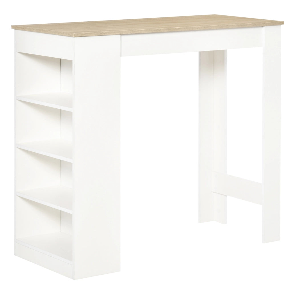 Tavolo da bar per 2 persone con scaffali ¨C zephmum ¨C bianco e legno naturale 115x50x102.7cm