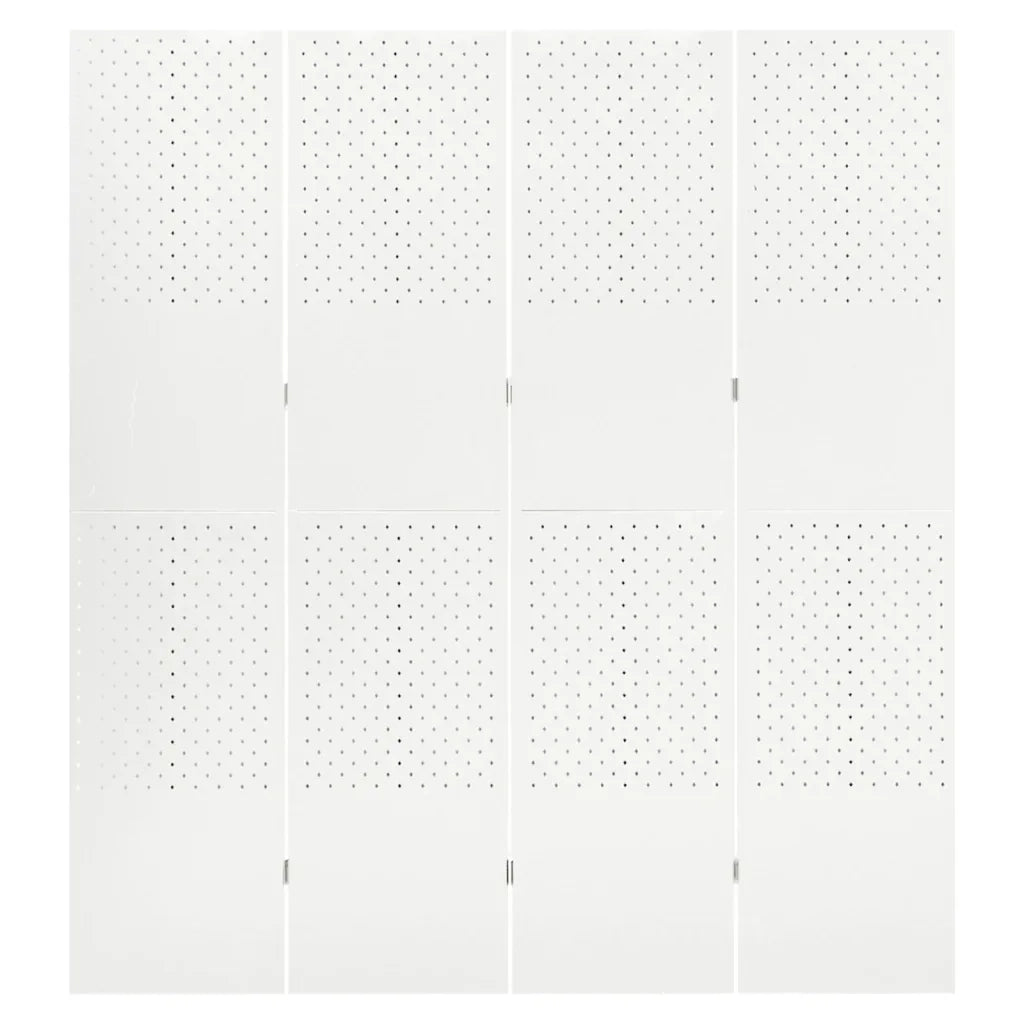 Paravento a 4 Pannelli Bianco 160x180 cm in Acciaio 335899