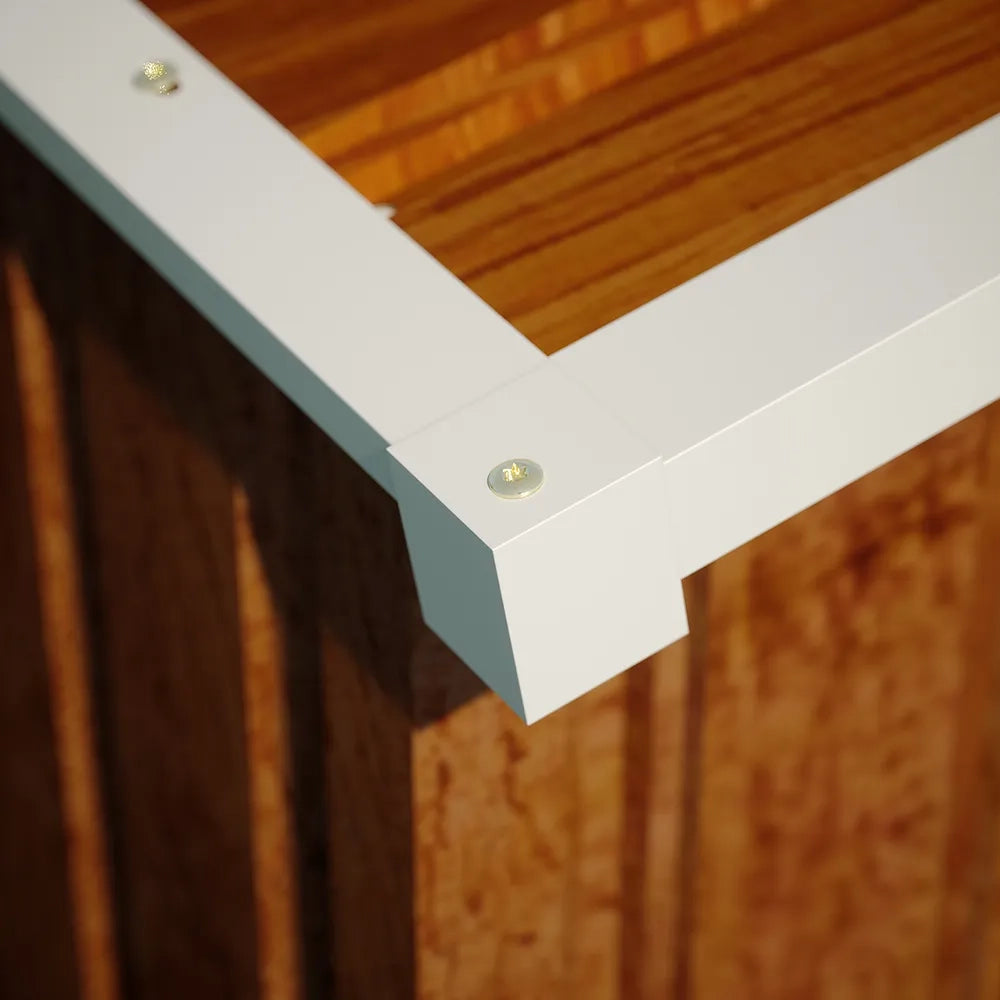 Casetta da giardino in acciaio zincato effetto legno 5,96x3,56xh2,17m -258kg - 21,2 metri quadri