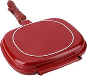 Piastra per cottura a doppia faccia 28cm - Pad per biscotti rossi quadrati - Piastra per omelette in alluminio - Articoli da cucina per la casa - Dimensione grande .