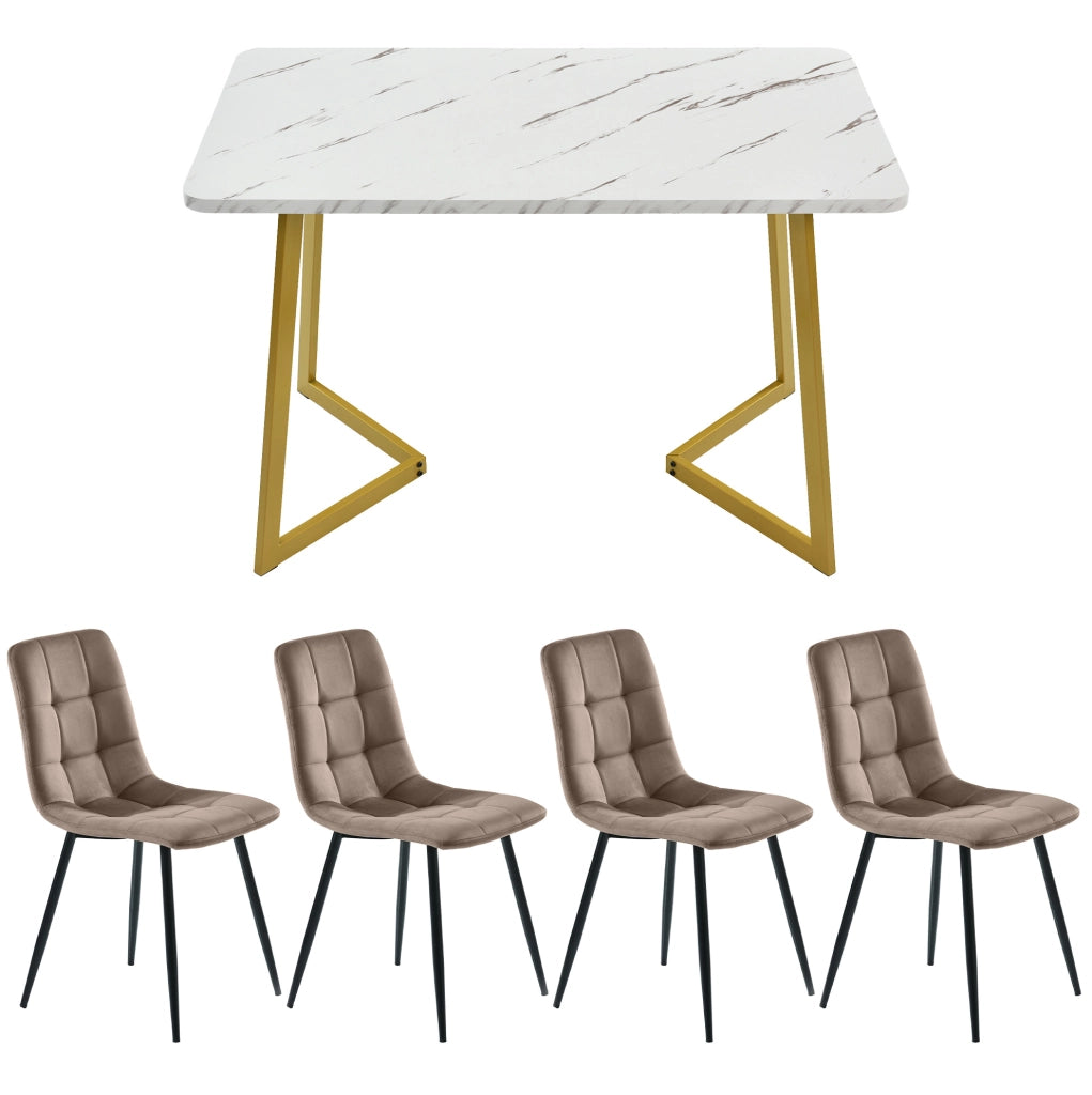 Set tavolo da pranzo con 4 sedie 117x68x75 cm in MDF marrone