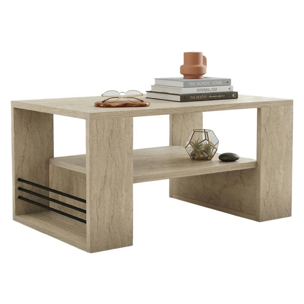 Limosano, Tavolino da Salotto un Vano, 80x50x40h cm Bianco Marmo