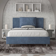 Letto imbottito Piazza e mezzo 130x190 cm Antea - Senza rete,Microfibra,Blu