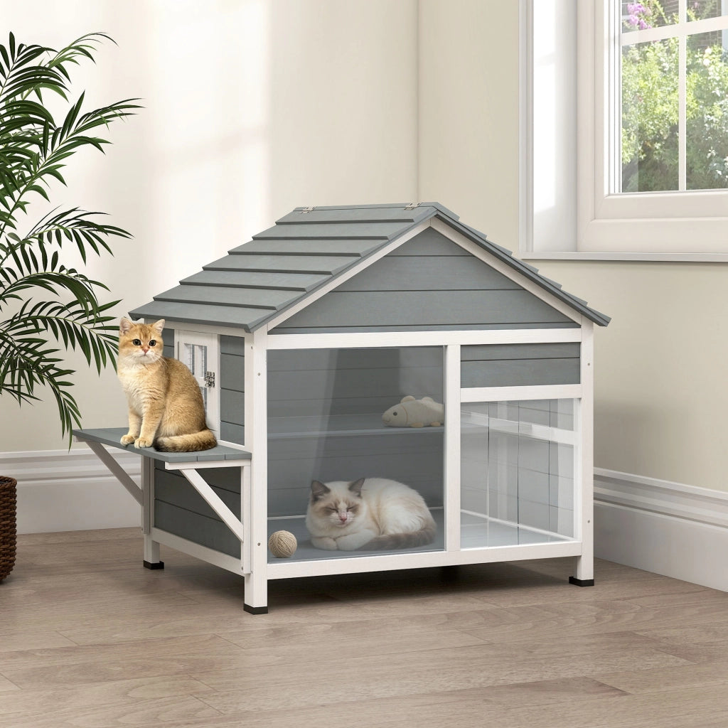 Casetta per Gatto Esterno ¨C zephmum ¨C Grigio 101x72.5x81cm