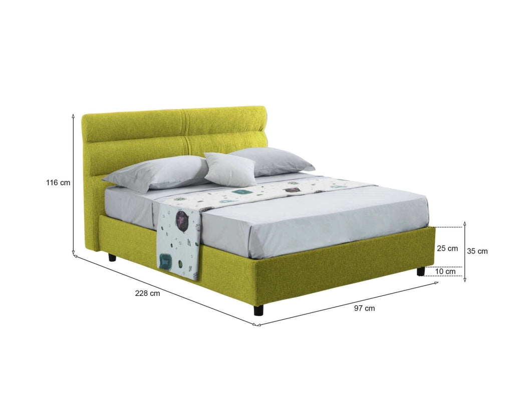 Brenta, Letto Singolo Sfoderabile Made in Italy, Verde