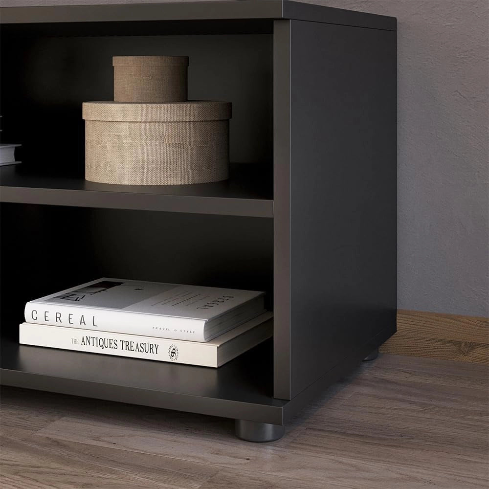 Mobile da soggiorno Berno, Nero, 70.8 x 38.9 cm con 2 scomparti, adatto per riporre libri e raccoglitori