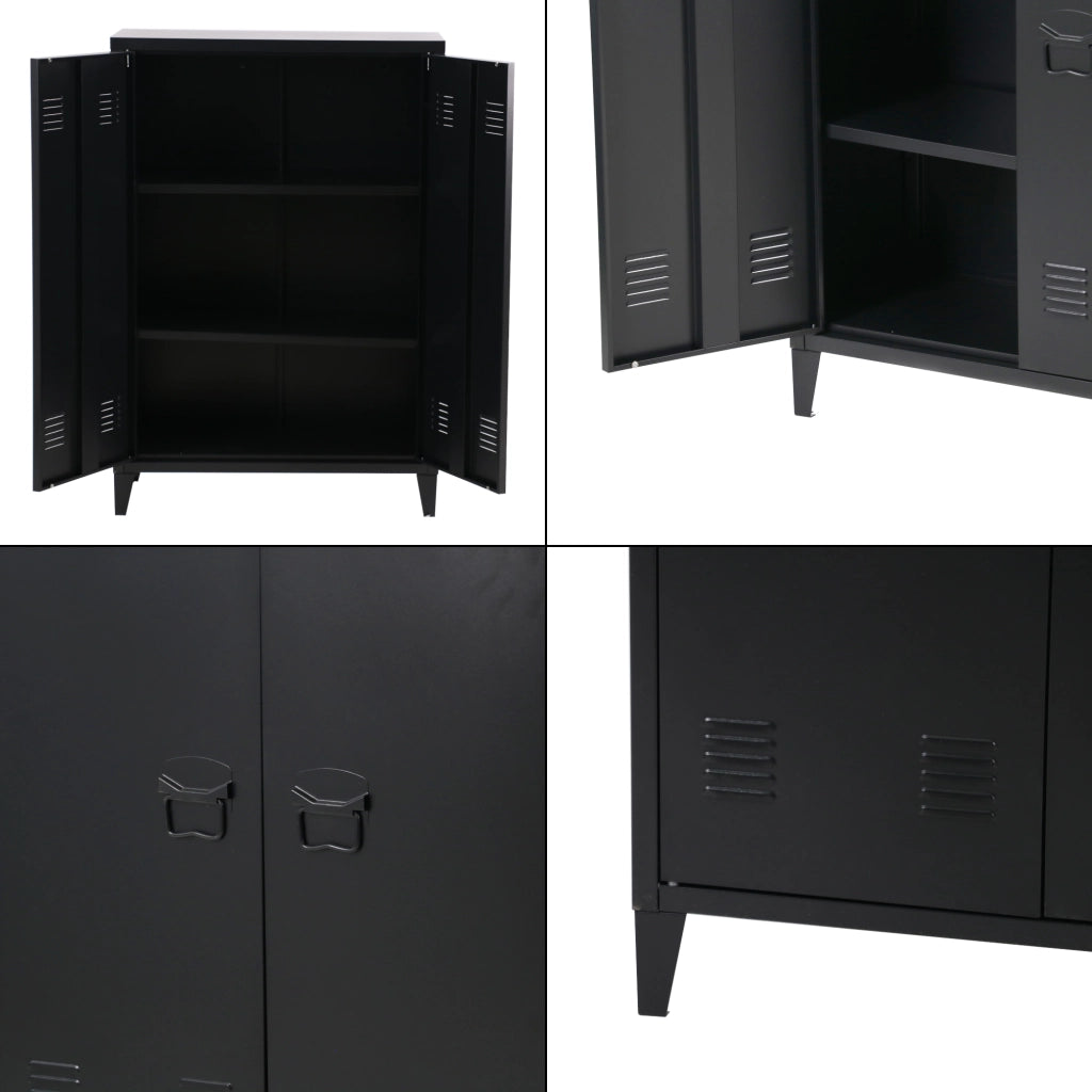 Armadietto da Ufficio Oripää in Acciaio 110 x 75 x 33 cm Nero [en.casa]