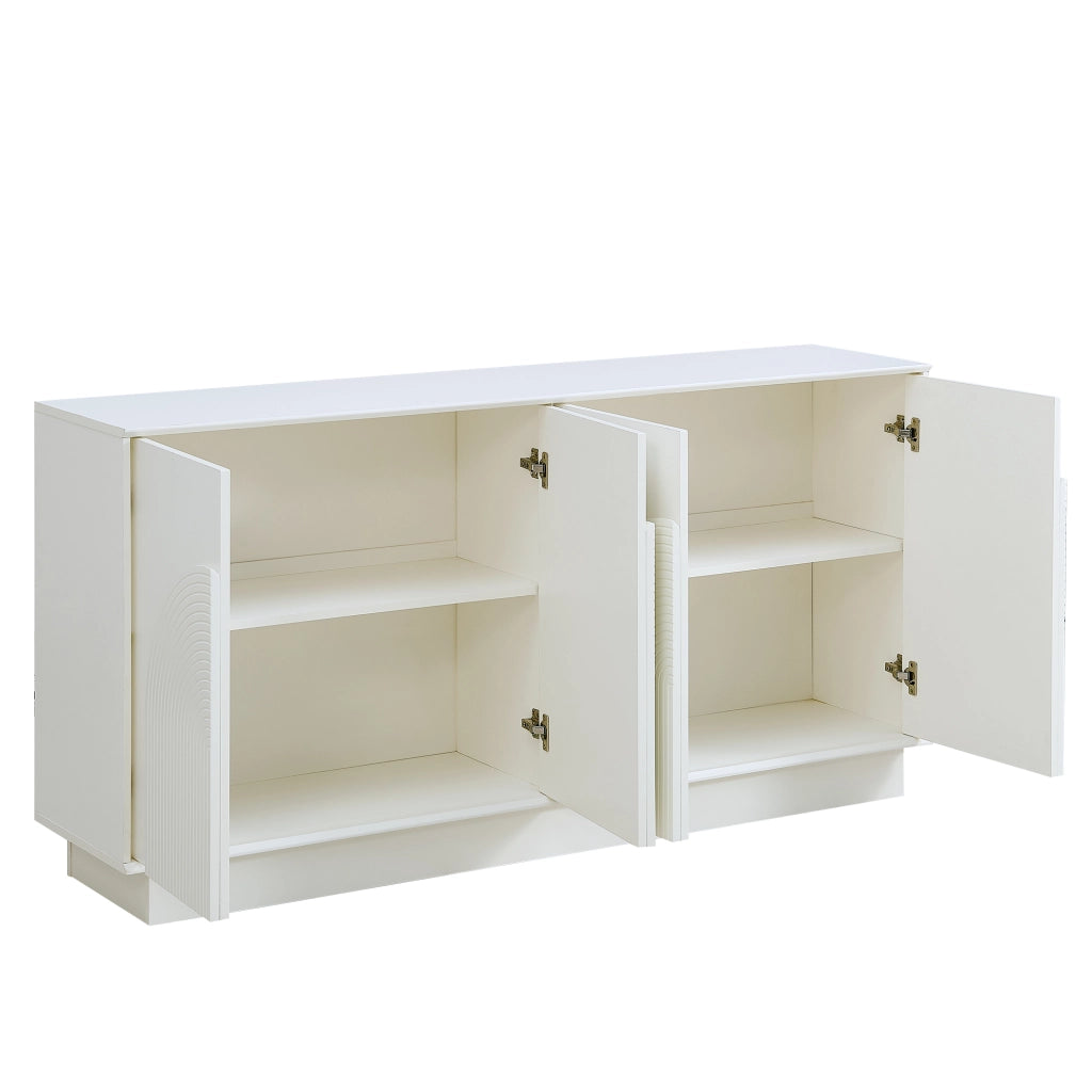 Credenza con 4 ante e ripiani interni - per soggiorno e sala da pranzo - in MDF - 160×38×80 cm - bianco