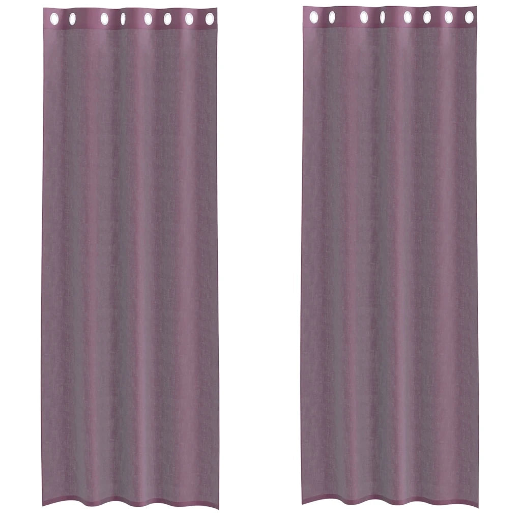Tende in Voile con Occhielli 2 pz Viola 140x300 cm 4102106