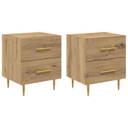 Set di 2 Comodini | Armadio da Notte | Mobiletto da notte Rovere artigianale 40 x 35 x 47,5 cm