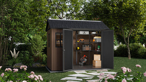 Casetta Box da Giardino 230x287x246 cm Newton Plus 759/975 Doppia Opzione Montaggio in Resina Evotech+ Nero