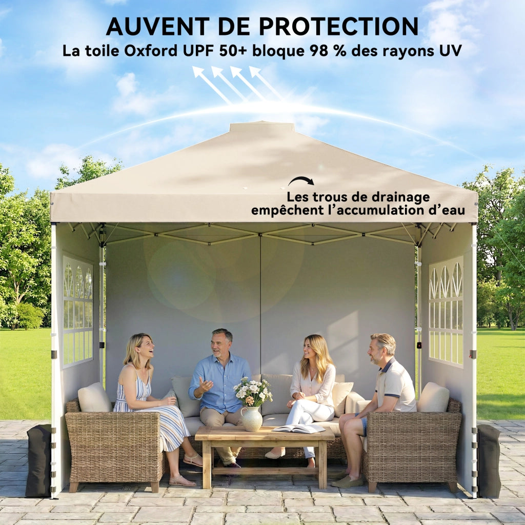 Tenda da Giardino Pieghevole 3x3m ¨C zephmum ¨C Grigio