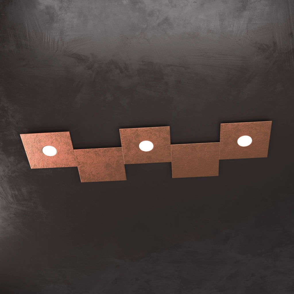 ECCENTRIC APPLIQUE-PLAFONIERA 3 LUCI + 2 DECORATIVO FOGLIA RAME 1156-3L2D-FR