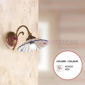 ALTOPASCIO Applique da Parete Ceramica Ottone Rustica Country COLORE DECORI: ROSSO
