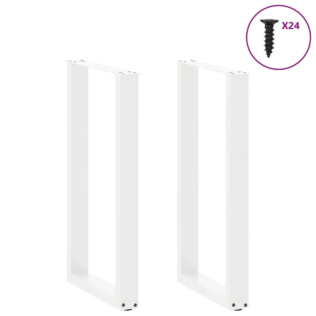 Set di 2 gambe regolabili per tavolo da bar a forma di U 50 x 90-91 cm design moderno acciaio bianco 02_0057461