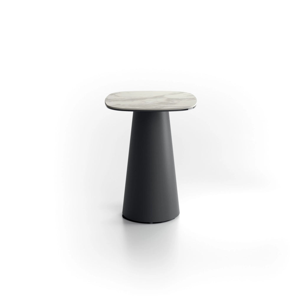 Tavolino da salotto Pillar Small - Design moderno con piano in marmo bianco e struttura in metallo verniciato antracite - 40x40cm