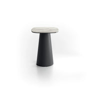 Tavolino da salotto Pillar Small - Design moderno con piano in marmo bianco e struttura in metallo verniciato antracite - 40x40cm